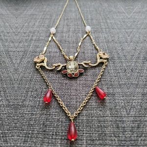 Jewelmint Pink Dahlia Triangle Necklace (NWOB)